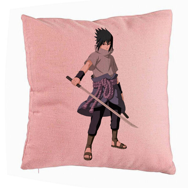 Perna Decorativa cu Nsruto Sasuke, 40x40 cm, Roz, Husa Detasabila, Burduf 5 Perna Decorativa cu Nsruto Sasuke