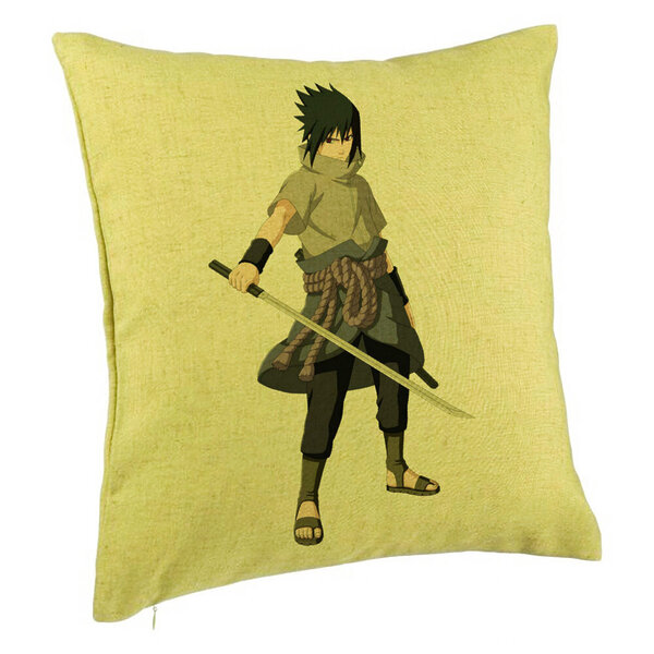 Perna Decorativa cu Nsruto Sasuke, 40x40 cm, Verde, Husa Detasabila, Burduf 5 Perna Decorativa cu Nsruto Sasuke