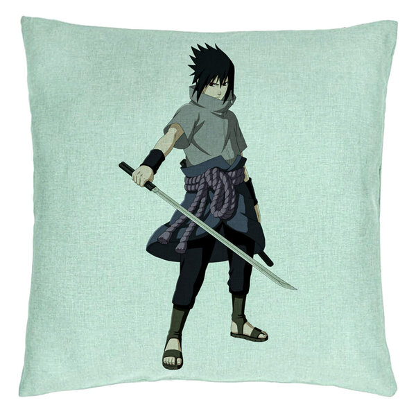Perna Decorativa cu Nsruto Sasuke, 40x40 cm, Verde Menta, Husa Detasabila, Burduf 5 Perna Decorativa cu Nsruto Sasuke