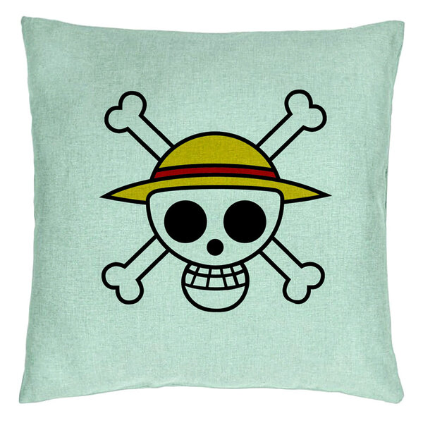 Perna Decorativa cu One Piece, 40x40 cm, Verde Menta, Husa Detasabila, Burduf 5 Perna Decorativa cu One Piece