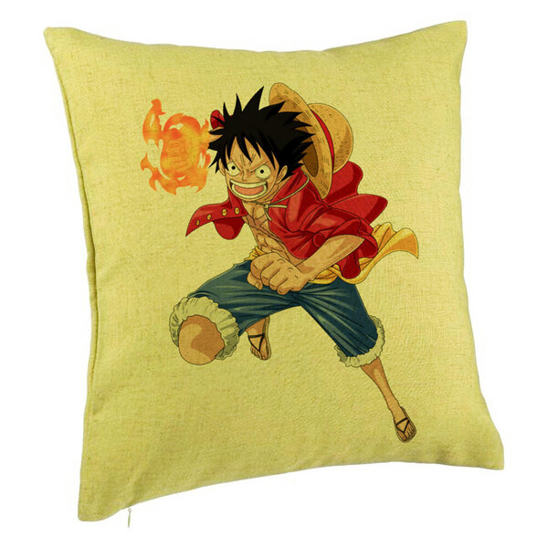 Perna Decorativa cu One Piece Luffy, 40x40 cm, Verde, Husa Detasabila, Burduf 5 Perna Decorativa cu One Piece Luffy