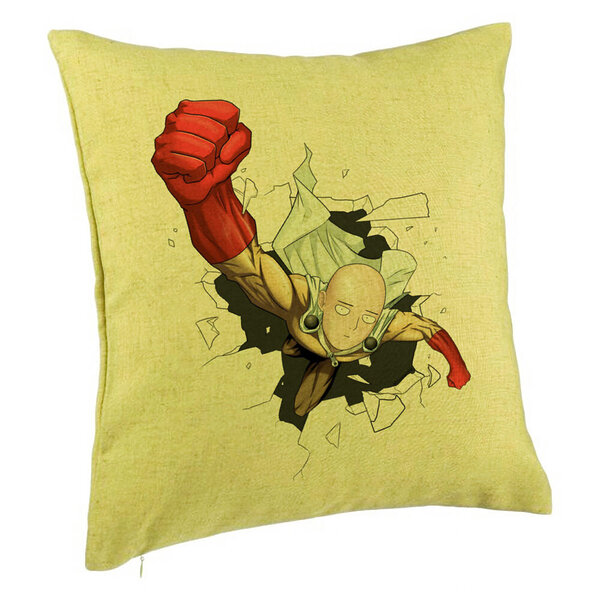 Perna Decorativa cu One Punch man, 40x40 cm, Verde, Husa Detasabila, Burduf 5 Perna Decorativa cu One Punch man