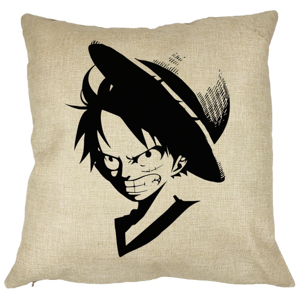 Perna Decorativa cu One piece Luffy Black, 40x40 cm, Husa Detasabila, Burduf 11 Perna Decorativa cu One piece Luffy Black