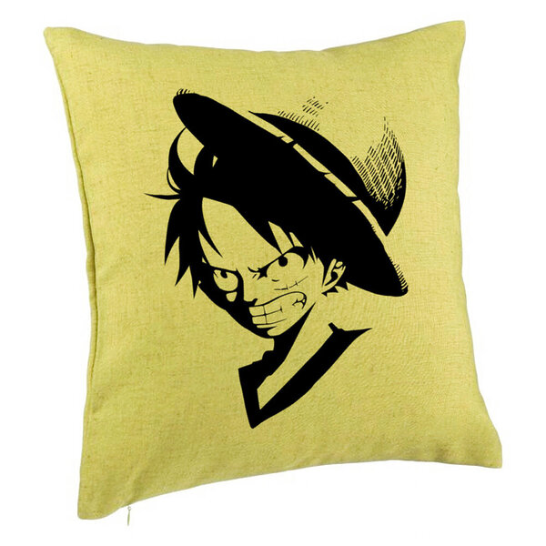 Perna Decorativa cu One piece Luffy Black, 40x40 cm, Verde, Husa Detasabila, Burduf 5 Perna Decorativa cu One piece Luffy Black
