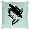Perna Decorativa cu One piece Luffy Black, 40x40 cm, Verde Menta, Husa Detasabila, Burduf 7 Perna Decorativa cu One piece Luffy Black