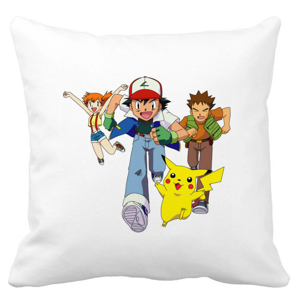 Perna Decorativa cu Pokemon Pikachu, 40x40 cm, Alba, Mata, Husa Detasabila, Burduf 3 Perna Decorativa cu Pokemon Pikachu