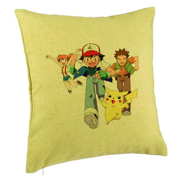 Perna Decorativa cu Pokemon Pikachu, 40x40 cm, Verde, Husa Detasabila, Burduf 5 Perna Decorativa cu Pokemon Pikachu