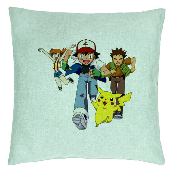 Perna Decorativa cu Pokemon Pikachu, 40x40 cm, Verde Menta, Husa Detasabila, Burduf 5 Perna Decorativa cu Pokemon Pikachu
