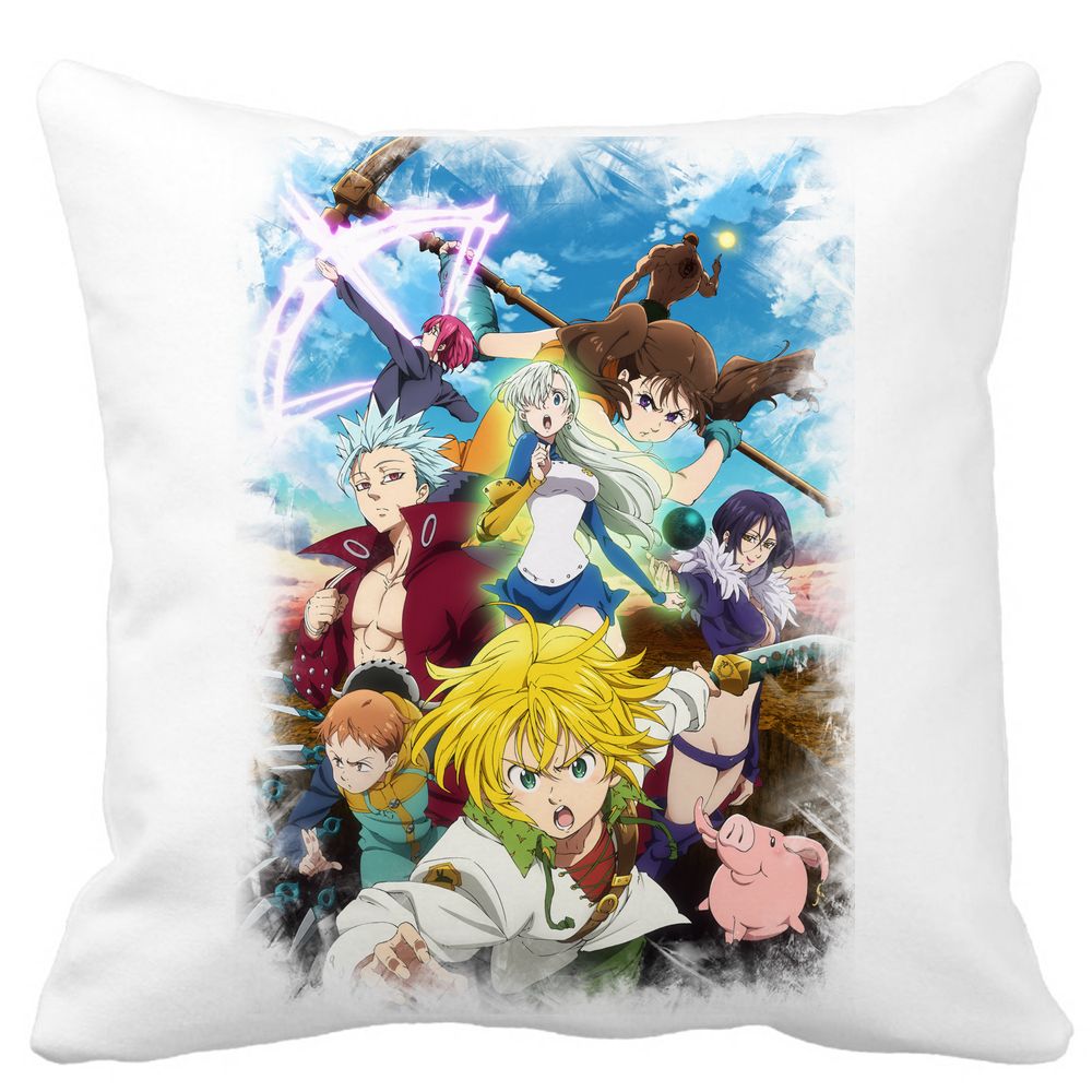 Perna Decorativa cu Seven Deadly Sins, 40x40 cm, Alba, Mata, Husa Detasabila, Burduf 3 Perna Decorativa cu Seven Deadly Sins