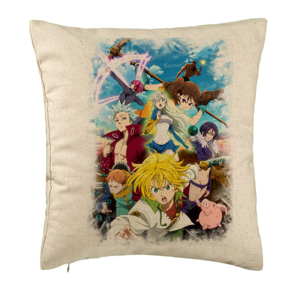 Perna Decorativa cu Seven Deadly Sins, 40x40 cm, Bej, Husa Detasabila, Burduf 5 Perna Decorativa cu Seven Deadly Sins