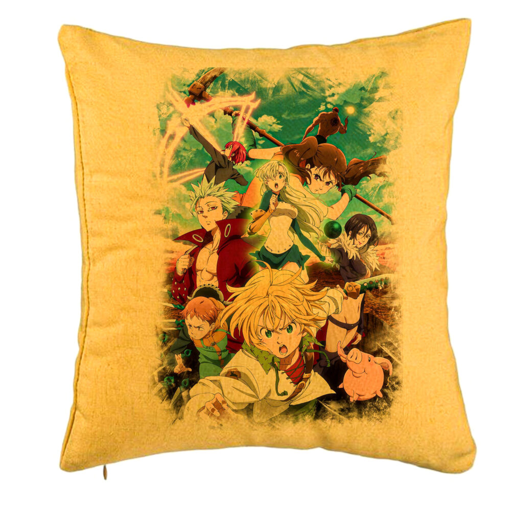 Perna Decorativa cu Seven Deadly Sins, 40x40 cm, Galben, Husa Detasabila, Burduf 5 Perna Decorativa cu Seven Deadly Sins