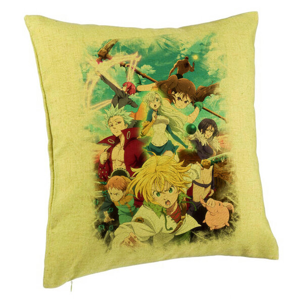 Perna Decorativa cu Seven Deadly Sins, 40x40 cm, Verde, Husa Detasabila, Burduf 5 Perna Decorativa cu Seven Deadly Sins