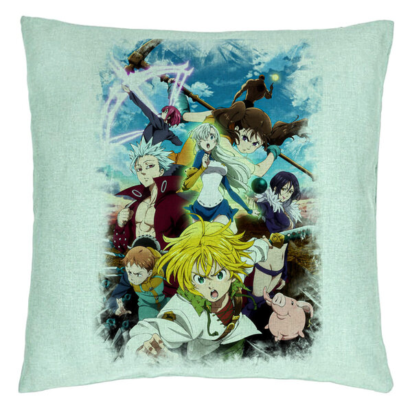 Perna Decorativa cu Seven Deadly Sins, 40x40 cm, Verde Menta, Husa Detasabila, Burduf 5 Perna Decorativa cu Seven Deadly Sins