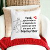 Perna Decorativa cu Text pentru Tata 6,40x40 cm, Alba, Mata, Husa Detasabila, Burduf 18 Alba