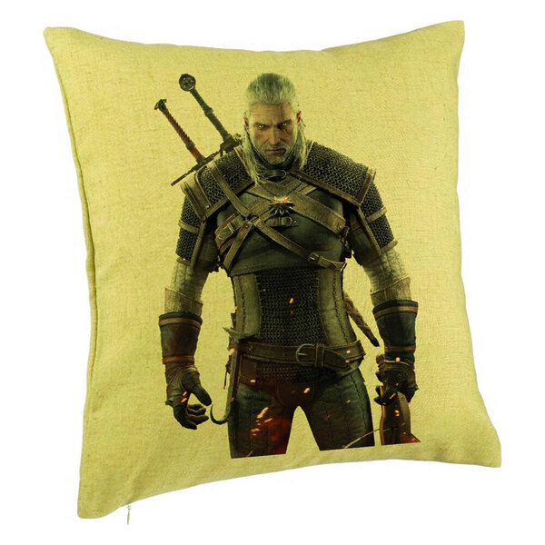 Perna Decorativa cu The Witcher 2, 40x40 cm, Verde, Husa Detasabila, Burduf 5 Perna Decorativa cu The Witcher 2
