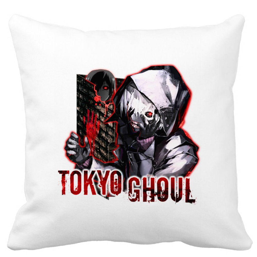 Perna Decorativa cu Tokyo Ghoul, 40x40 cm, Alba, Mata, Husa Detasabila, Burduf 3 Perna Decorativa cu Tokyo Ghoul