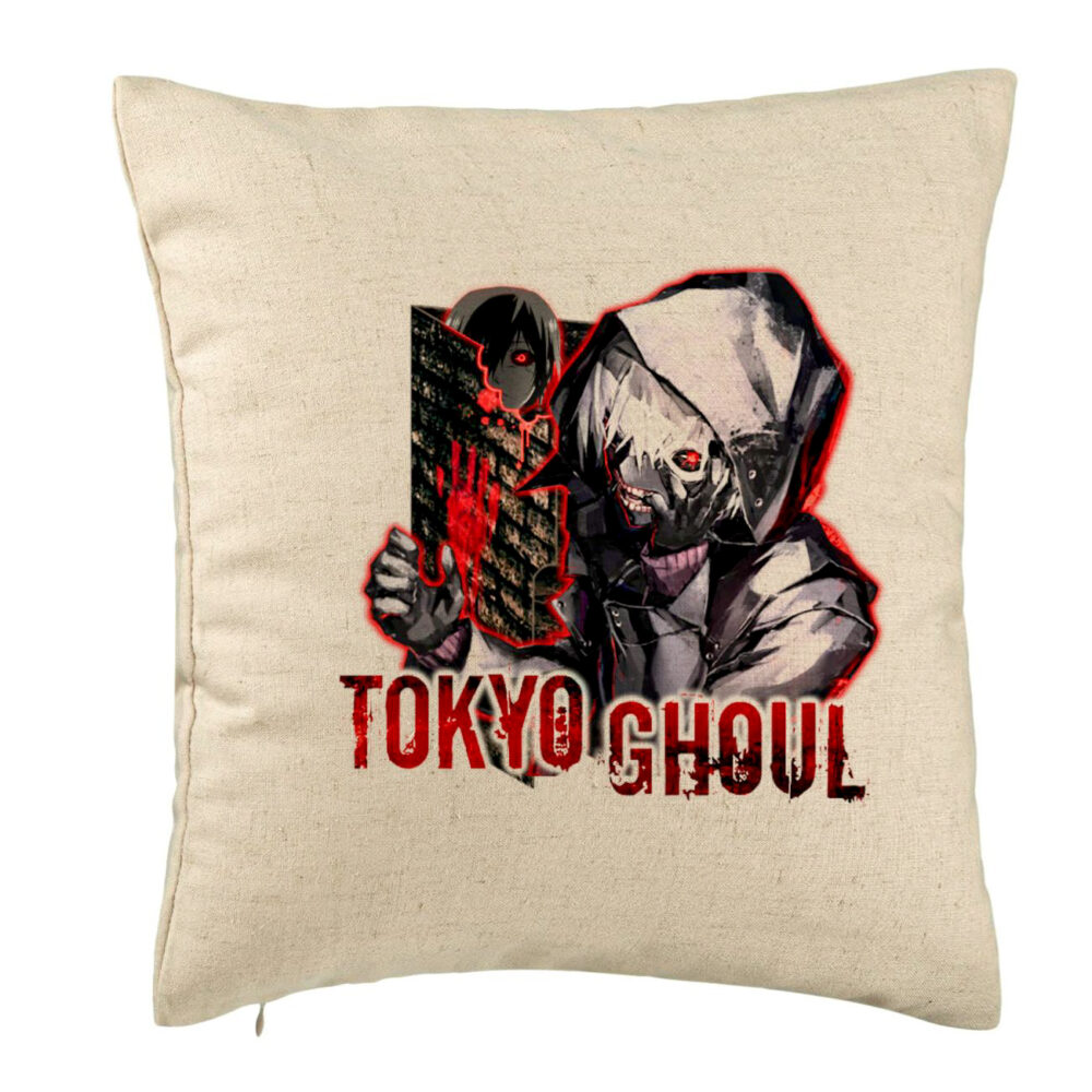 Perna Decorativa cu Tokyo Ghoul, 40x40 cm, Bej, Husa Detasabila, Burduf 5 Perna Decorativa cu Tokyo Ghoul