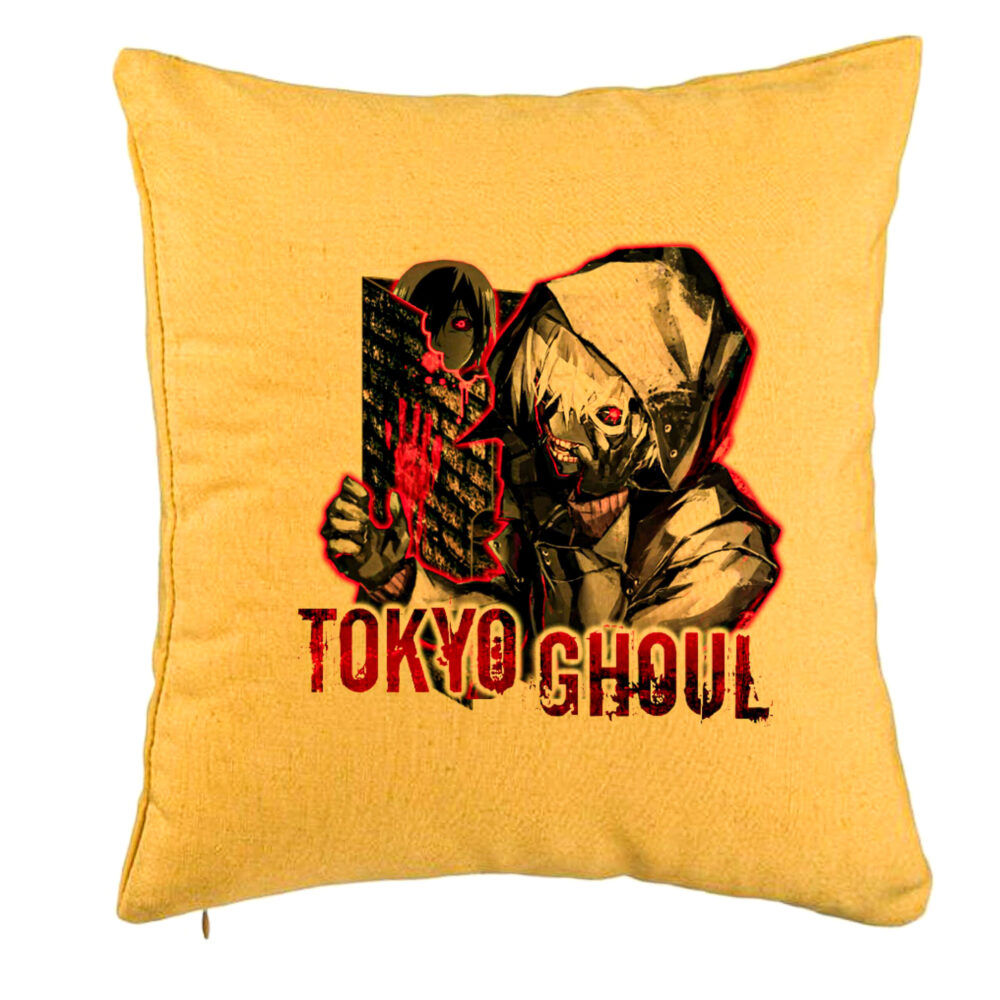 Perna Decorativa cu Tokyo Ghoul, 40x40 cm, Galben, Husa Detasabila, Burduf 5 Perna Decorativa cu Tokyo Ghoul