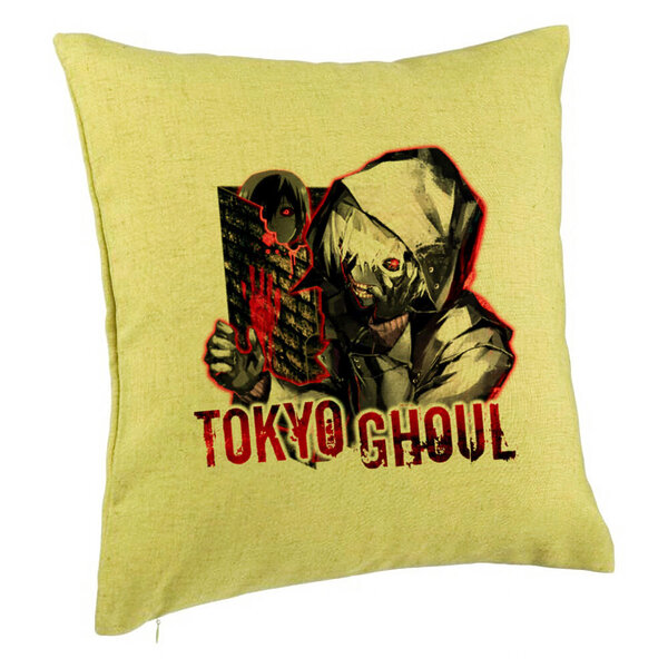 Perna Decorativa cu Tokyo Ghoul, 40x40 cm, Verde, Husa Detasabila, Burduf 5 Perna Decorativa cu Tokyo Ghoul