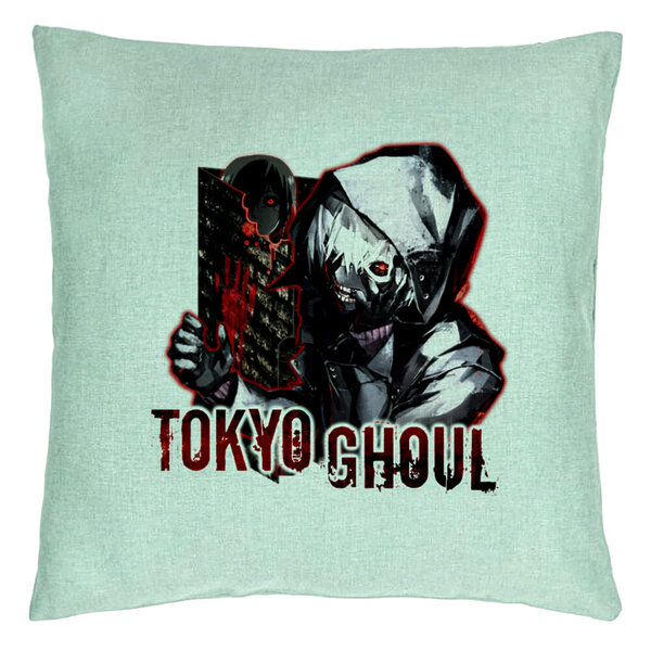 Perna Decorativa cu Tokyo Ghoul, 40x40 cm, Verde Menta, Husa Detasabila, Burduf 5 Perna Decorativa cu Tokyo Ghoul
