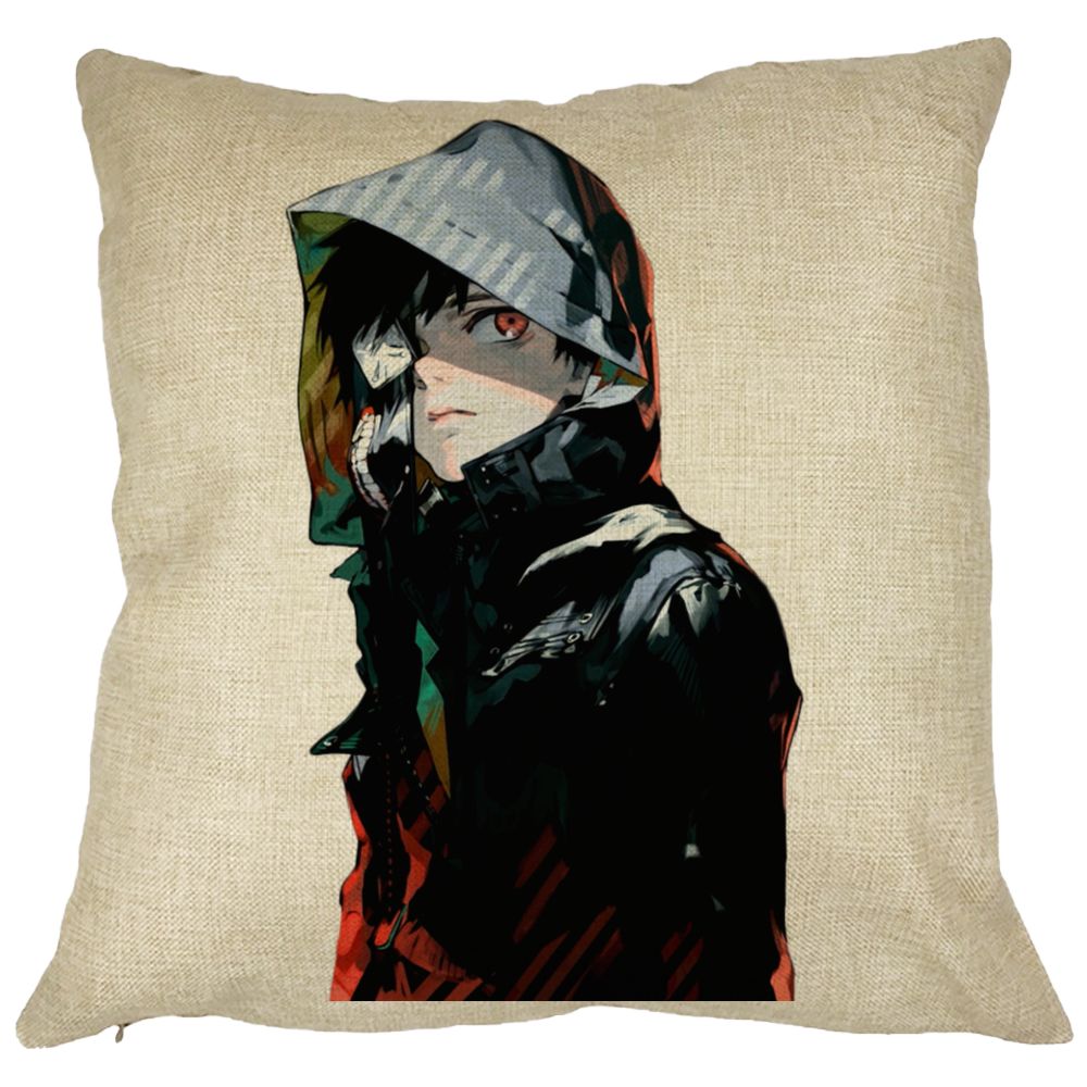 Perna Decorativa cu Tokyo Ghoul Kaneki, 40x40 cm, Husa Detasabila, Burduf 11 Perna Decorativa cu Tokyo Ghoul Kaneki