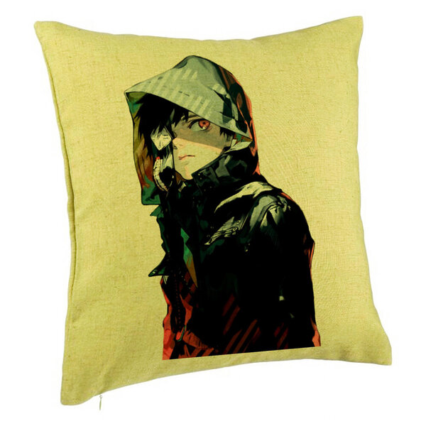 Perna Decorativa cu Tokyo Ghoul Kaneki, 40x40 cm, Verde, Husa Detasabila, Burduf 5 Perna Decorativa cu Tokyo Ghoul Kaneki