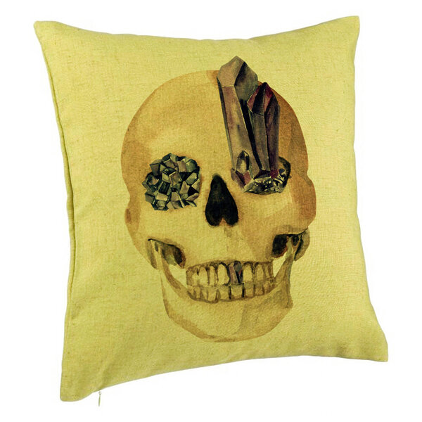 Perna Decorativa cu motiv Craniu de Halloween, 1, 40x40 cm, Verde, Husa Detasabila, Burduf 5 Perna Decorativa cu motiv Craniu de Halloween