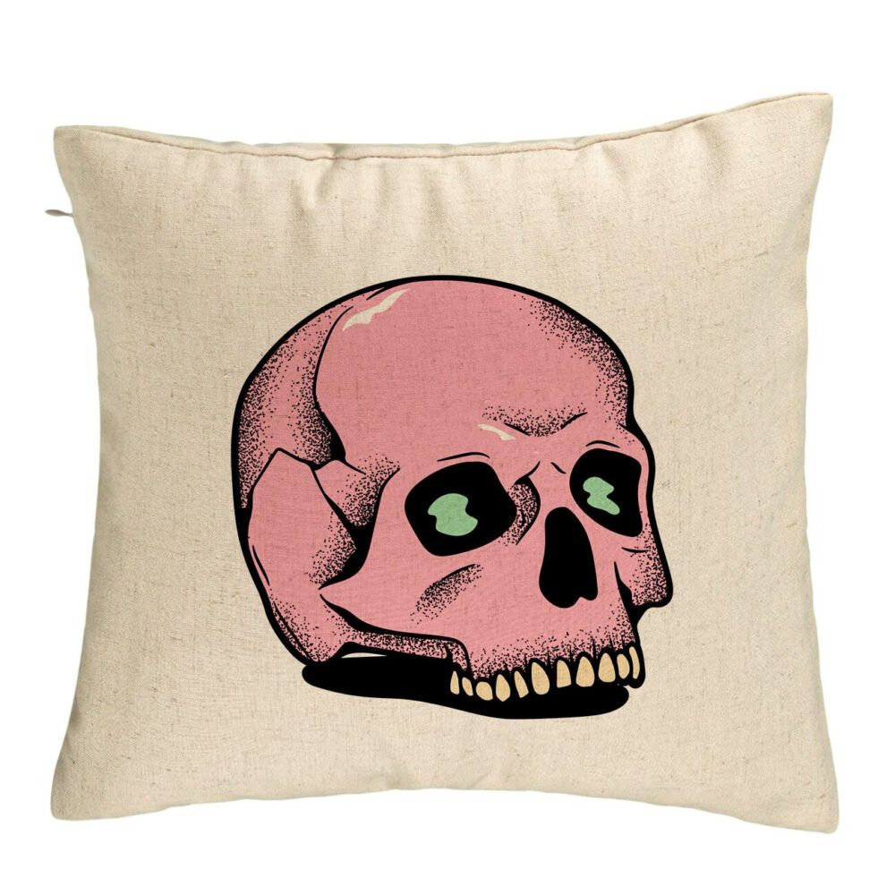 Perna Decorativa cu motiv Craniu de Halloween, 2, 40x40 cm, Bej, Husa Detasabila, Burduf 5 Perna Decorativa cu motiv Craniu de Halloween