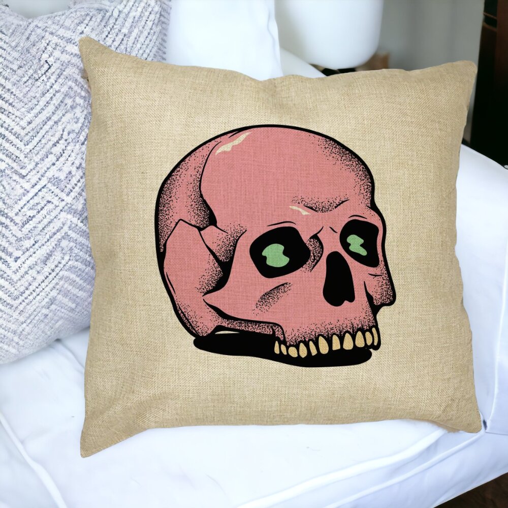 Perna Decorativa cu motiv Craniu de Halloween, 2, 40x40 cm, Husa Detasabila, Burduf 16 Husa Detasabila