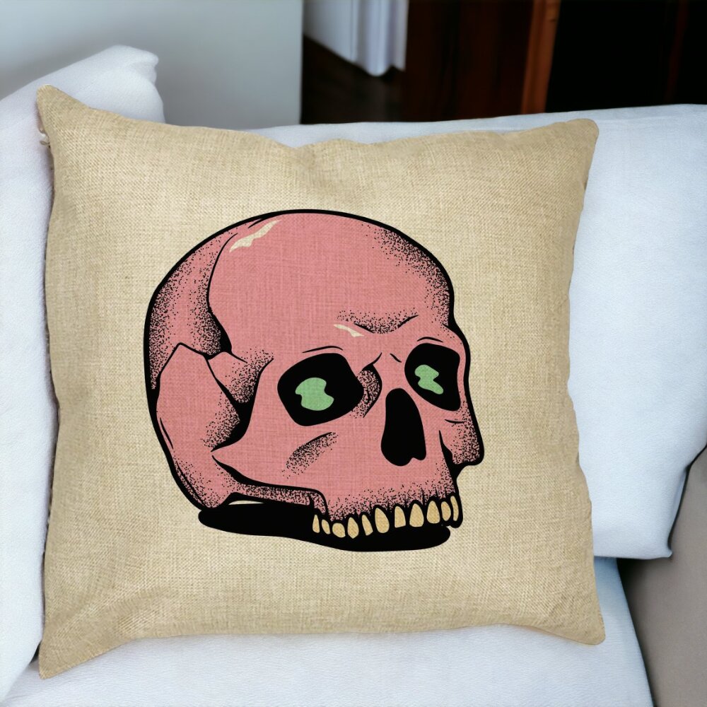 Perna Decorativa cu motiv Craniu de Halloween, 2, 40x40 cm, Husa Detasabila, Burduf 17 Burduf