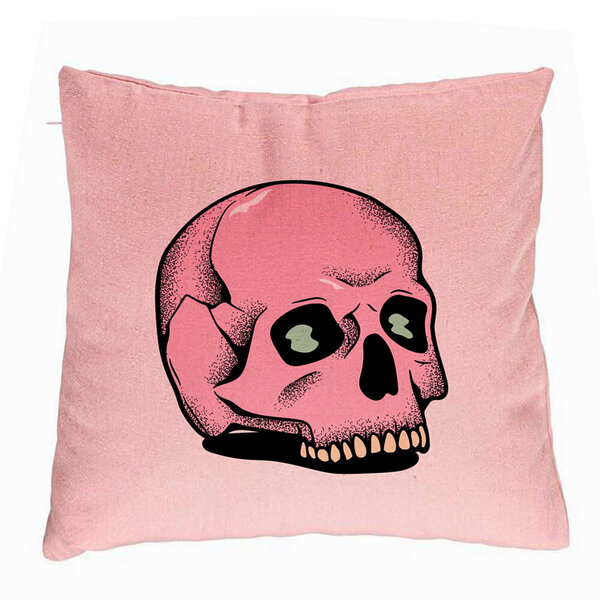 Perna Decorativa cu motiv Craniu de Halloween, 2, 40x40 cm, Roz, Husa Detasabila, Burduf 5 Perna Decorativa cu motiv Craniu de Halloween