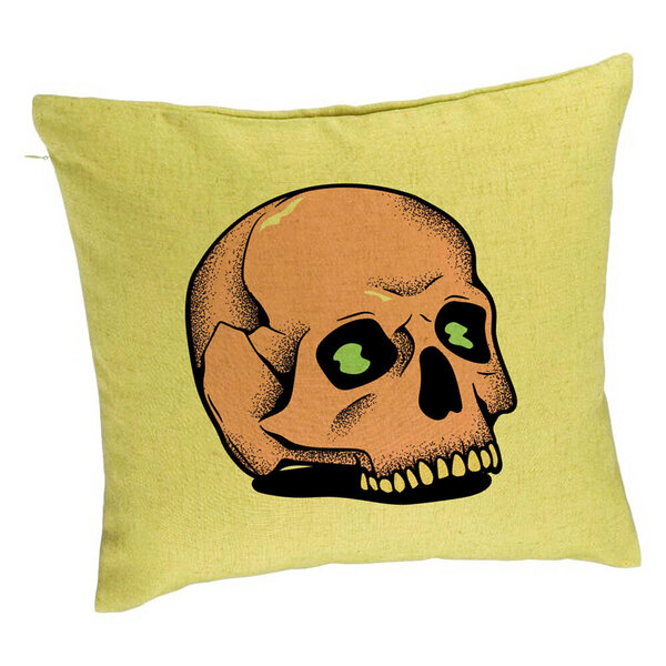 Perna Decorativa cu motiv Craniu de Halloween, 2, 40x40 cm, Verde, Husa Detasabila, Burduf 5 Perna Decorativa cu motiv Craniu de Halloween