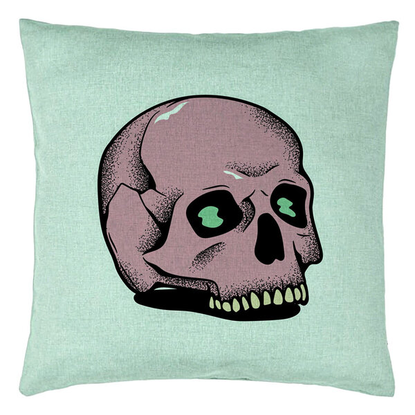Perna Decorativa cu motiv Craniu de Halloween, 2, 40x40 cm, Verde Menta, Husa Detasabila, Burduf 5 Perna Decorativa cu motiv Craniu de Halloween