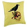 Perna Decorativa cu motiv Craniu si Cioara de Halloween, 40x40 cm, Verde, Husa Detasabila, Burduf 7 Perna Decorativa cu motiv Craniu si Cioara de Halloween