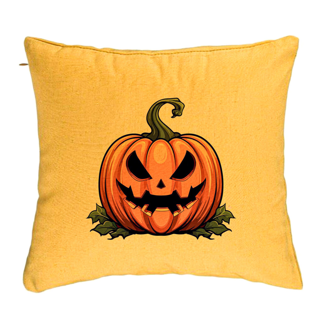 Perna Decorativa cu motiv Dovleac de Halloween 1, 40x40 cm, Galben, Husa Detasabila, Burduf 5 Perna Decorativa cu motiv Dovleac de Halloween 1