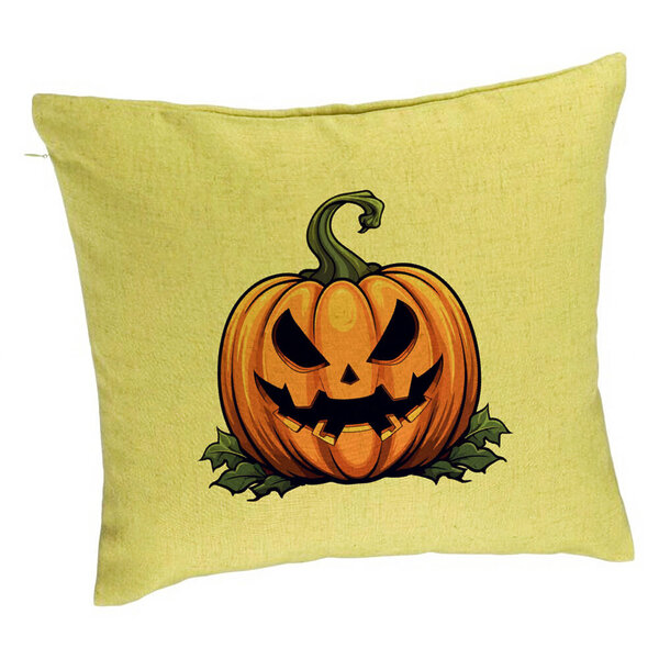Perna Decorativa cu motiv Dovleac de Halloween 1, 40x40 cm, Verde, Husa Detasabila, Burduf 5 Perna Decorativa cu motiv Dovleac de Halloween 1
