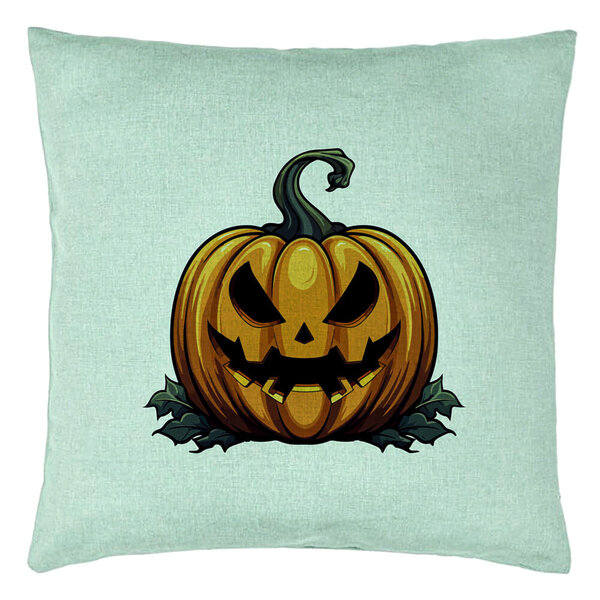 Perna Decorativa cu motiv Dovleac de Halloween 1, 40x40 cm, Verde Menta, Husa Detasabila, Burduf 5 Perna Decorativa cu motiv Dovleac de Halloween 1