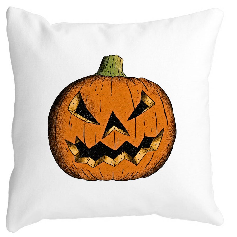 Perna Decorativa cu motiv Dovleac de Halloween 2, 40x40 cm, Alba, Mata, Husa Detasabila, Burduf 11 Perna Decorativa cu motiv Dovleac de Halloween 2
