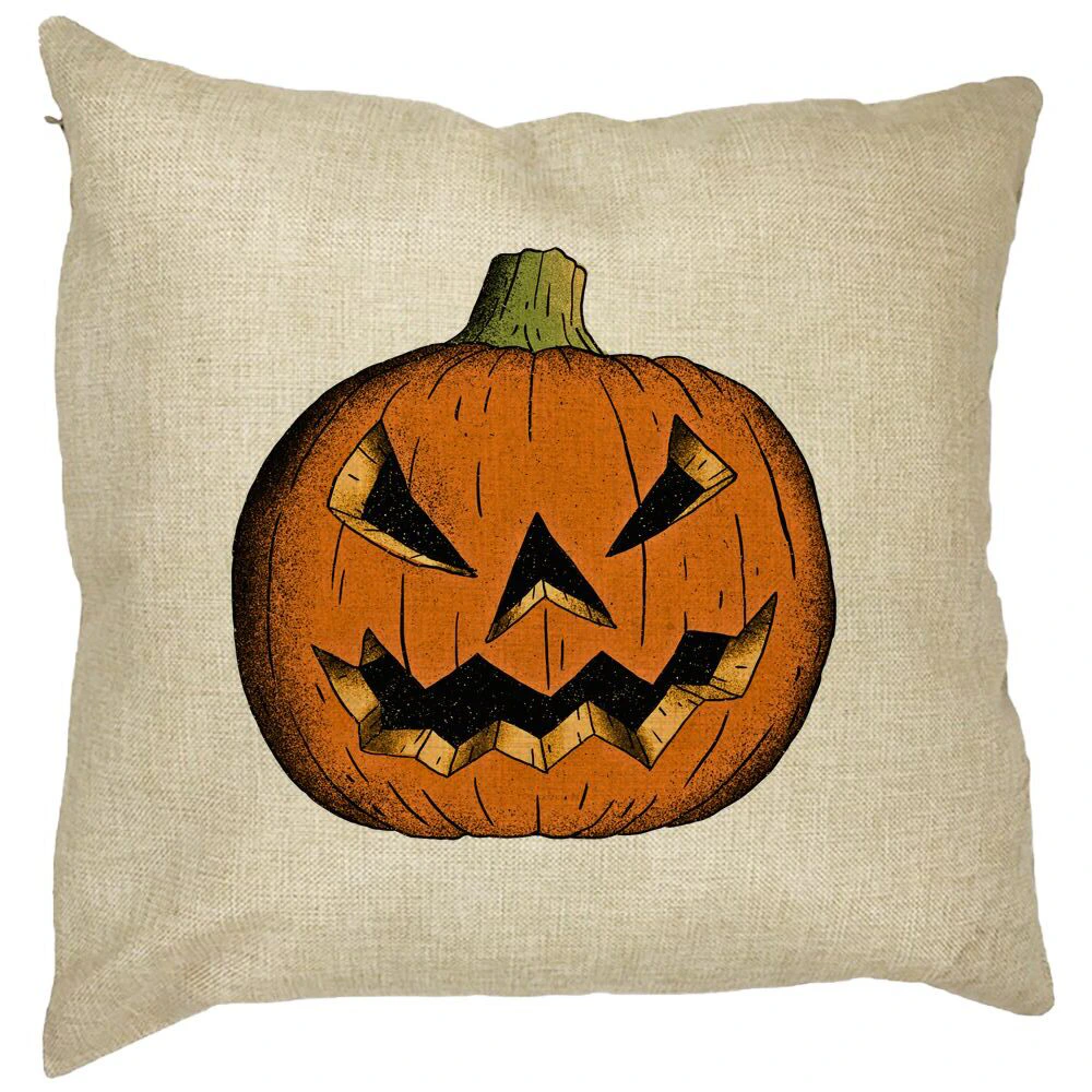 Perna Decorativa cu motiv Dovleac de Halloween 2, 40x40 cm, Husa Detasabila, Burduf 13 Perna Decorativa cu motiv Dovleac de Halloween 2