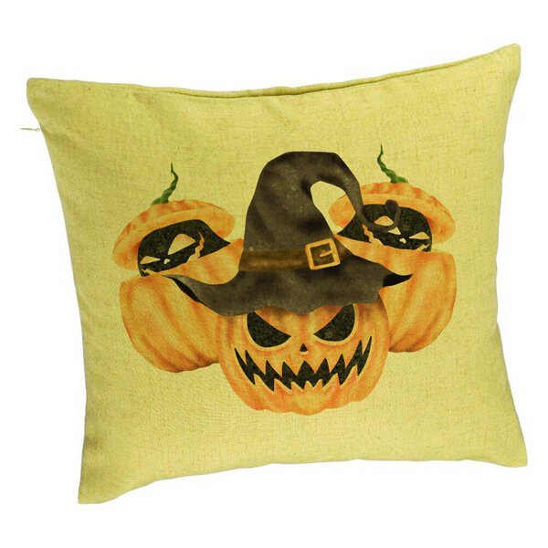 Perna Decorativa cu motiv Dovleac de Halloween 3, 40x40 cm, Verde, Husa Detasabila, Burduf 5 Perna Decorativa cu motiv Dovleac de Halloween 3