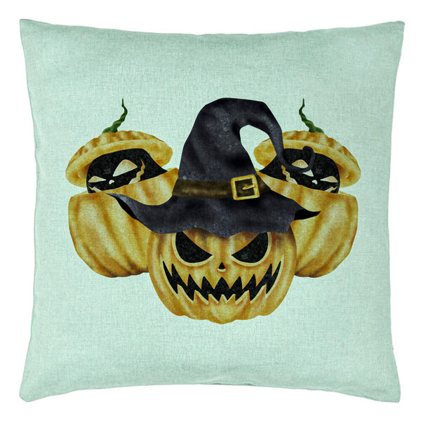 Perna Decorativa cu motiv Dovleac de Halloween 3, 40x40 cm, Verde Menta, Husa Detasabila, Burduf 5 Perna Decorativa cu motiv Dovleac de Halloween 3