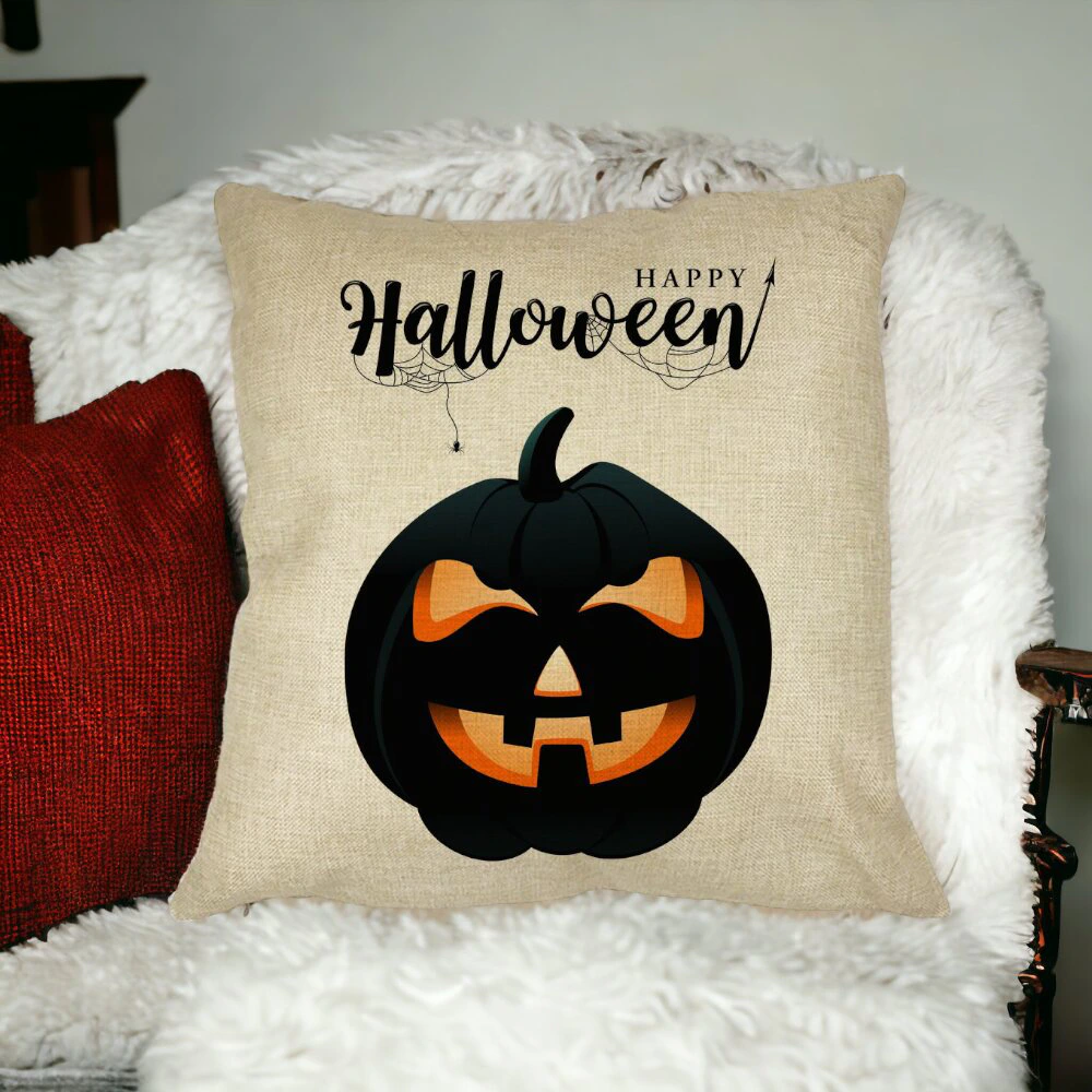 Perna Decorativa cu motiv Dovleac de Halloween si Text, 40x40 cm, Husa Detasabila, Burduf 16 Perna Decorativa cu motiv Dovleac de Halloween si Text 40x40 cm Husa Detasabila Burduf bsc0518 5
