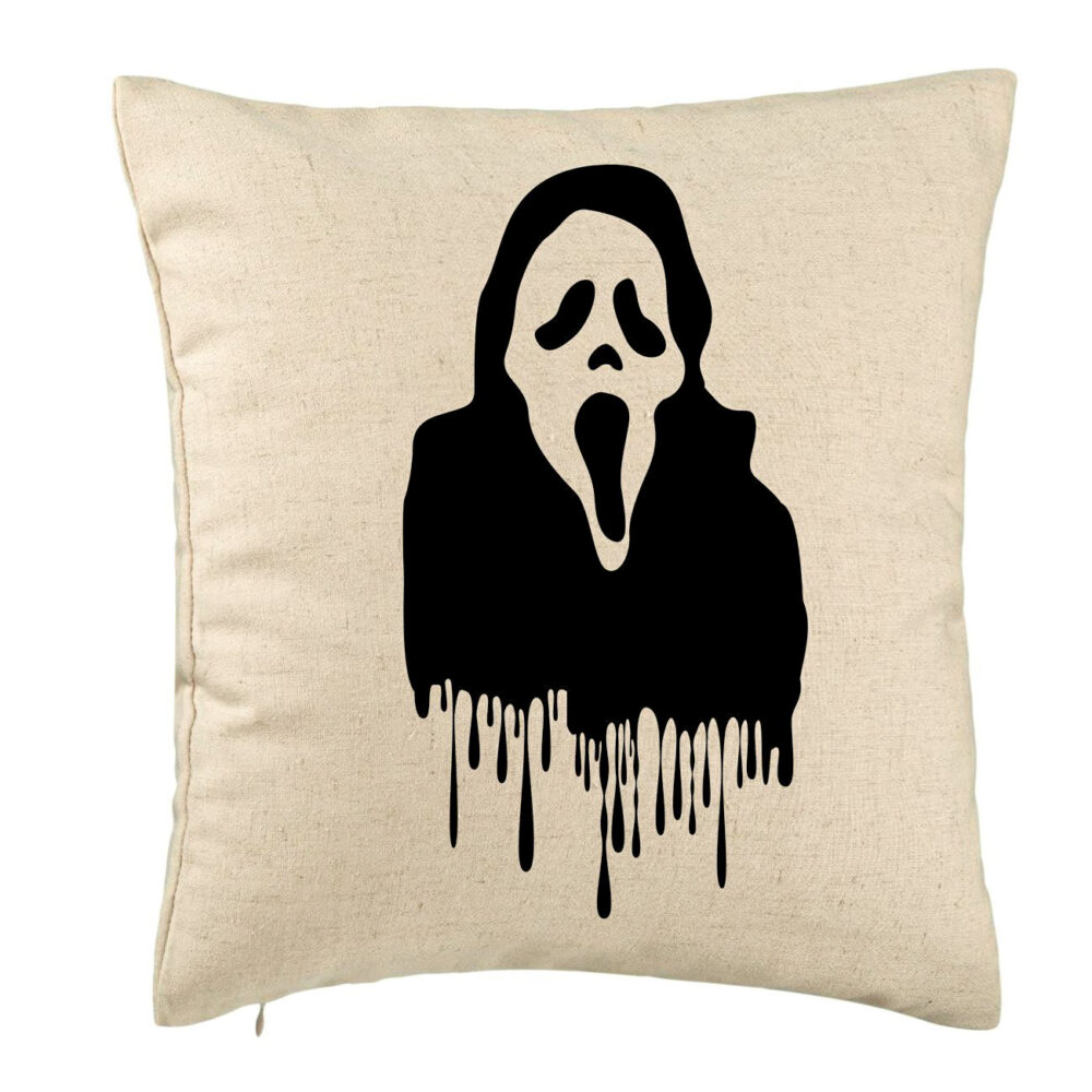 Perna Decorativa cu motiv Fantoma de Halloween 1, 40x40 cm, Bej, Husa Detasabila, Burduf 5 Perna Decorativa cu motiv Fantoma de Halloween 1