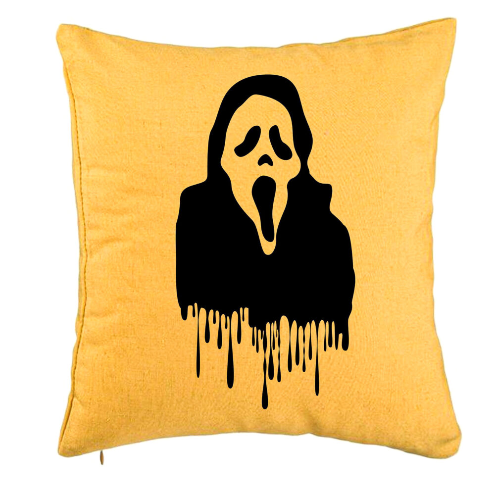 Perna Decorativa cu motiv Fantoma de Halloween 1, 40x40 cm, Galben, Husa Detasabila, Burduf 5 Perna Decorativa cu motiv Fantoma de Halloween 1