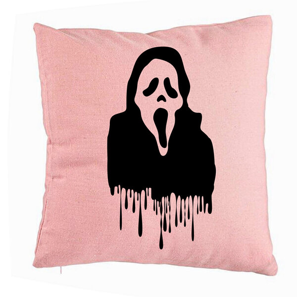 Perna Decorativa cu motiv Fantoma de Halloween 1, 40x40 cm, Roz, Husa Detasabila, Burduf 5 Perna Decorativa cu motiv Fantoma de Halloween 1