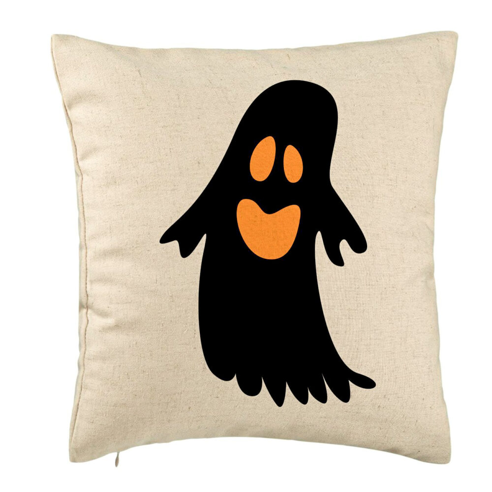 Perna Decorativa cu motiv Fantoma de Halloween 2, 40x40 cm, Bej, Husa Detasabila, Burduf 5 Perna Decorativa cu motiv Fantoma de Halloween 2