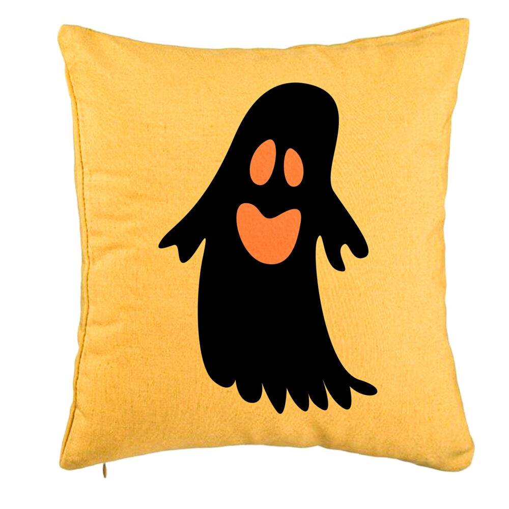 Perna Decorativa cu motiv Fantoma de Halloween 2, 40x40 cm, Galben, Husa Detasabila, Burduf 5 Perna Decorativa cu motiv Fantoma de Halloween 2