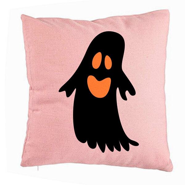 Perna Decorativa cu motiv Fantoma de Halloween 2, 40x40 cm, Roz, Husa Detasabila, Burduf 5 Perna Decorativa cu motiv Fantoma de Halloween 2