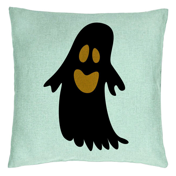 Perna Decorativa cu motiv Fantoma de Halloween 2, 40x40 cm, Verde Menta, Husa Detasabila, Burduf 5 Perna Decorativa cu motiv Fantoma de Halloween 2