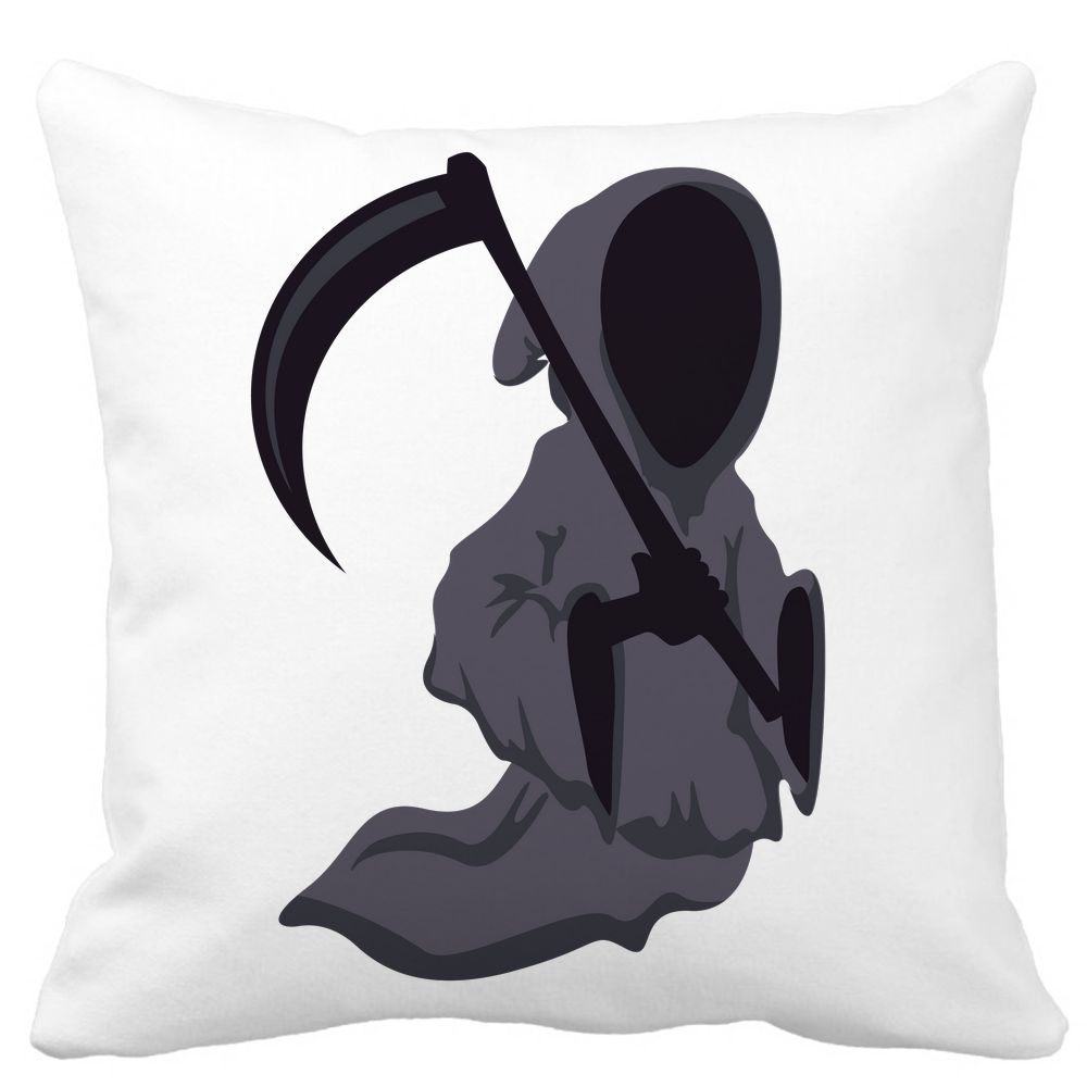 Perna Decorativa cu motiv Fantoma de Halloween 3, 40x40 cm, Alba, Mata, Husa Detasabila, Burduf 11 Perna Decorativa cu motiv Fantoma de Halloween 3